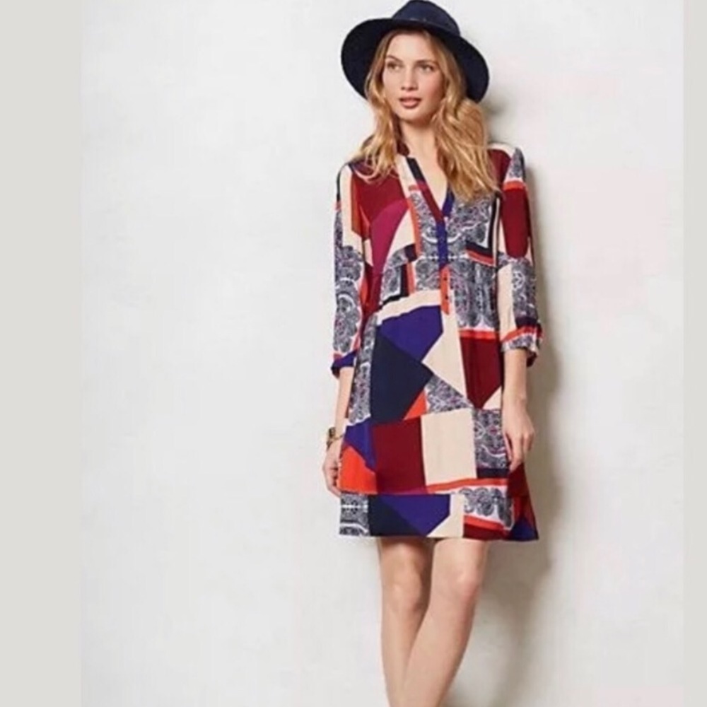 Anthropologie Multi Color Taryn Patchwork Dress